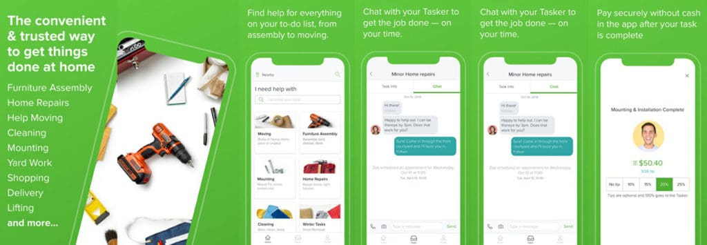 TaskRabbit moving app user interface