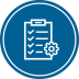 a blue circle with a checklist icon